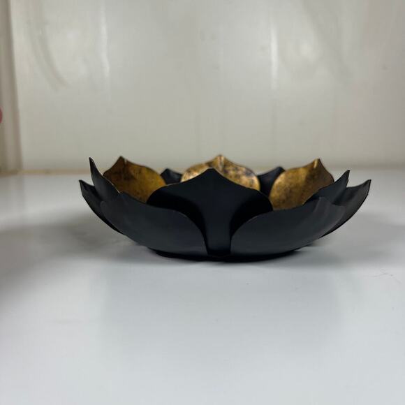 Gilded Lotus Accent Bowl/Candle Holder Vintage Style Made in India - Picture 2 of 6